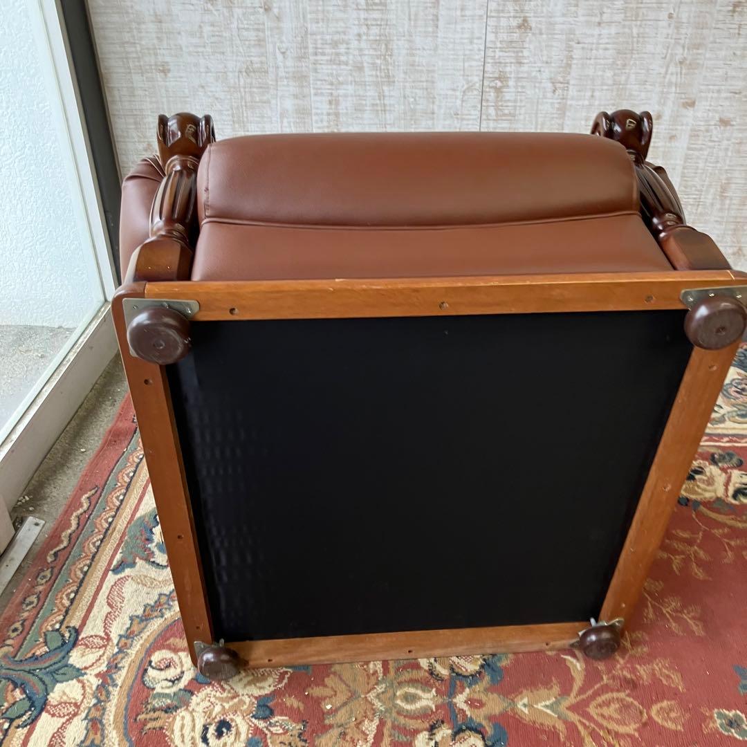 ② 昭和レトロ オールドカリモク レザーソファー 1人掛けソファー ロビーチェア