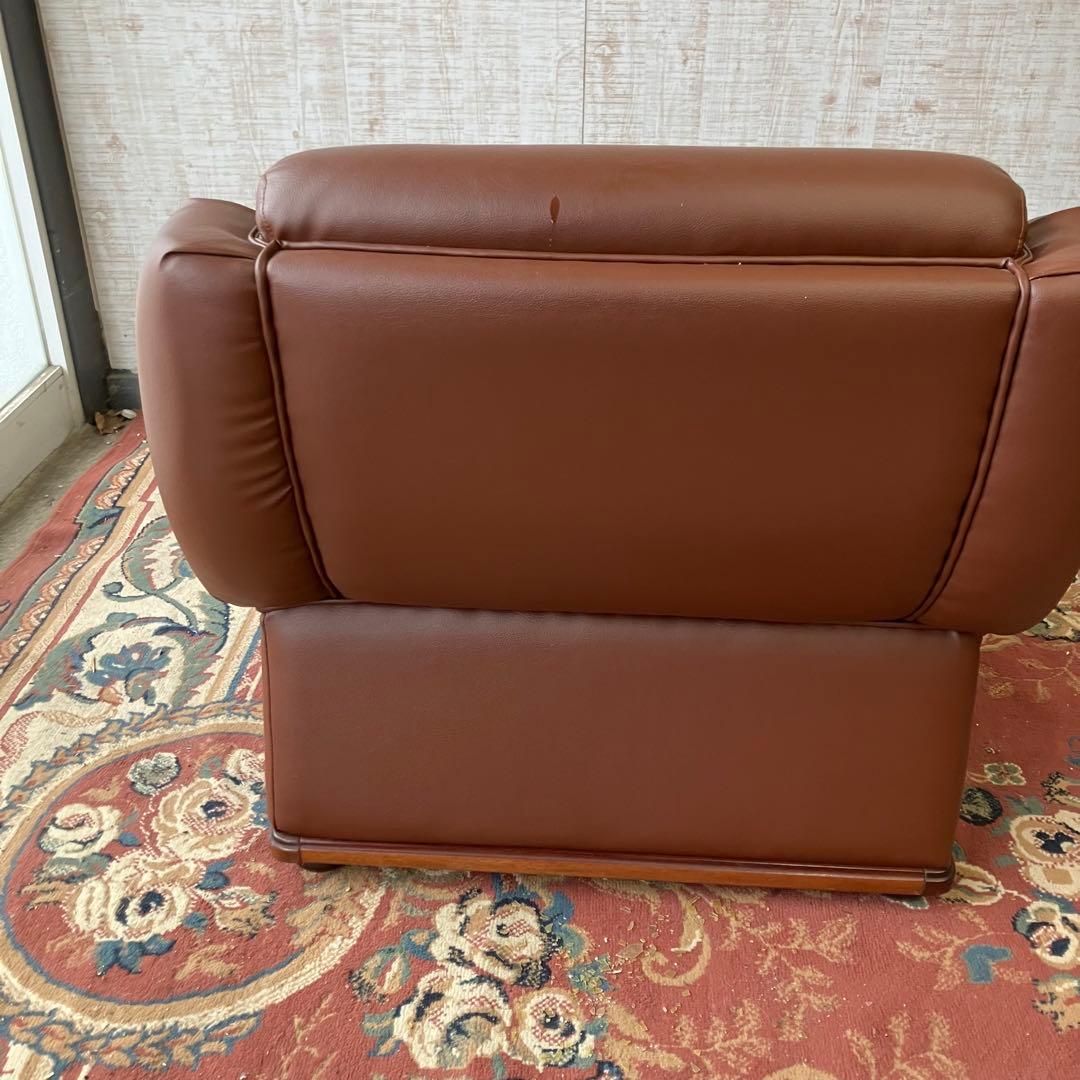 ② 昭和レトロ オールドカリモク レザーソファー 1人掛けソファー ロビーチェア