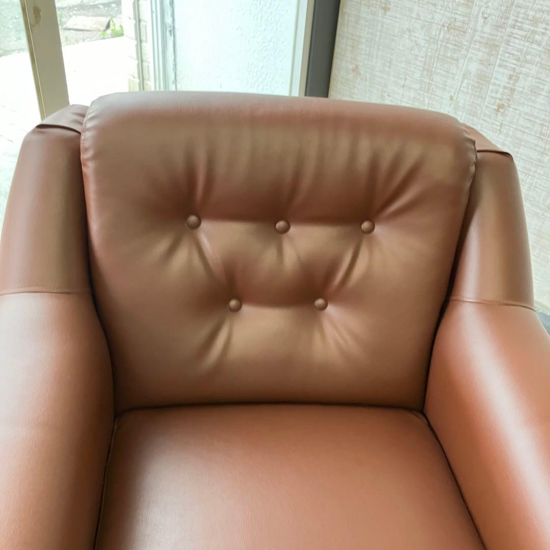 ② 昭和レトロ オールドカリモク レザーソファー 1人掛けソファー ロビーチェア