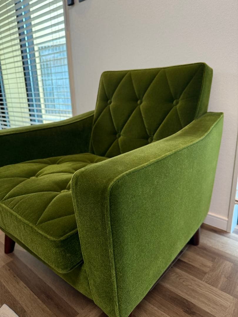 カリモク60 ロビーチェア ワンシーター モケットグリーン
