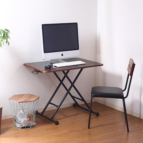 《新品・送料無料》《完成品》ガス昇降式テーブル PU 幅90cm ブラウン