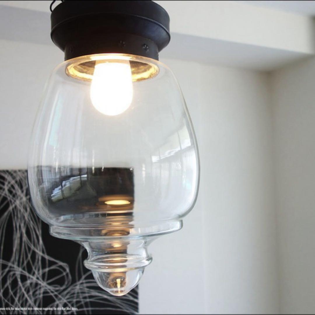 クリアガラス ペンダントライト 高さ36cm 幅22cm