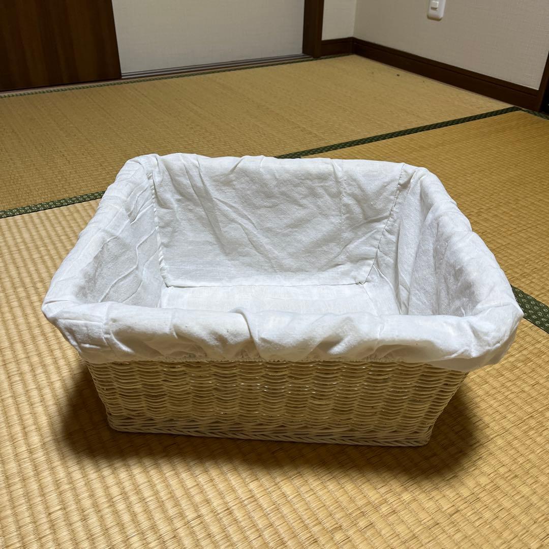 ホワイト収納バスケット サンフラワーラタン