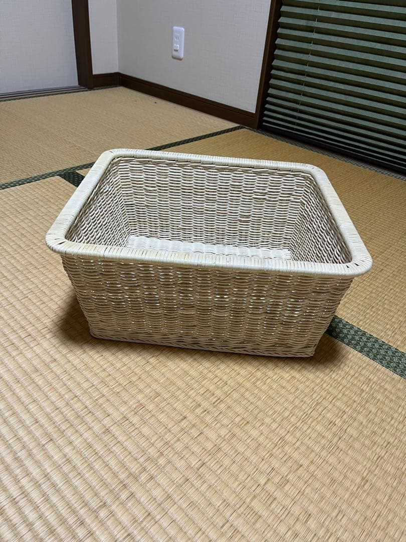 ホワイト収納バスケット サンフラワーラタン