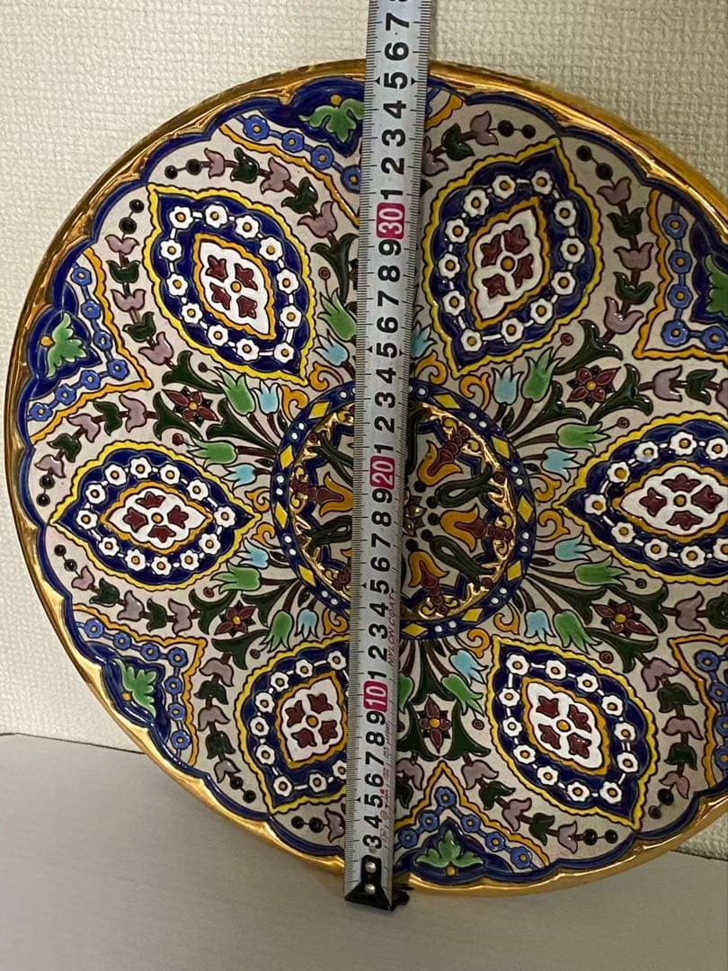 飾り皿 壁掛けセビリア焼24k金彩 絵皿 陶器 年代物 36cm - メルカリ