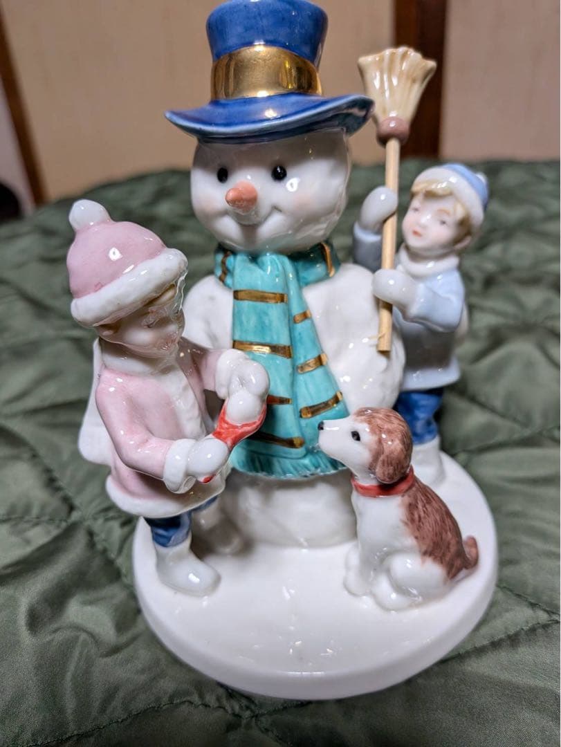 ロイヤルコペンハーゲン雪だるまと子供たちの陶器置物