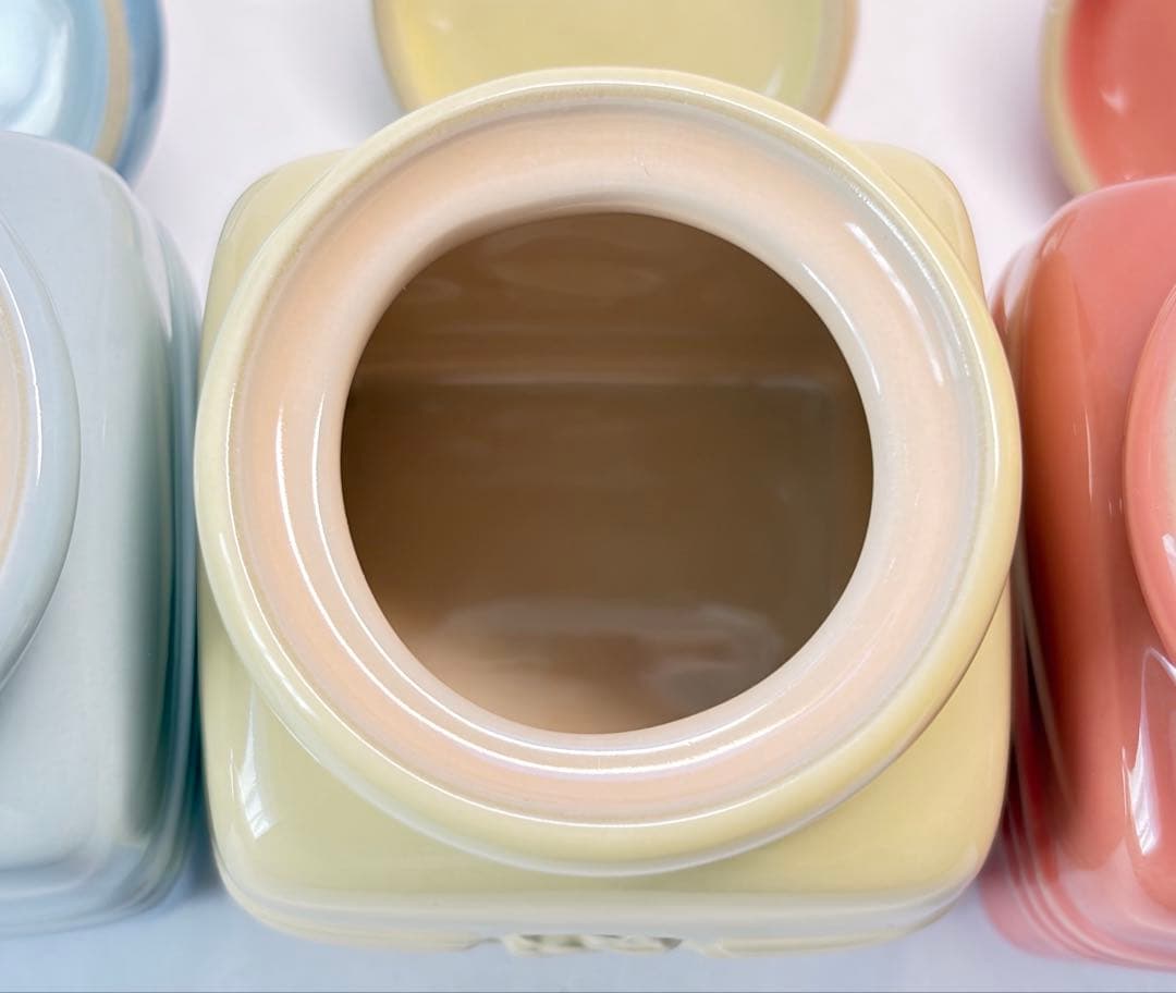 新品 ルクルーゼ ジャムポット 3色 赤黄青 スプーン付 調味料入れ 3点セット