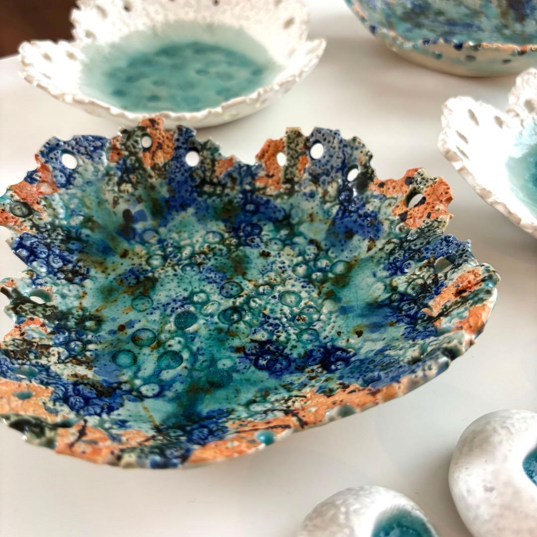 珊瑚変形皿　山上學