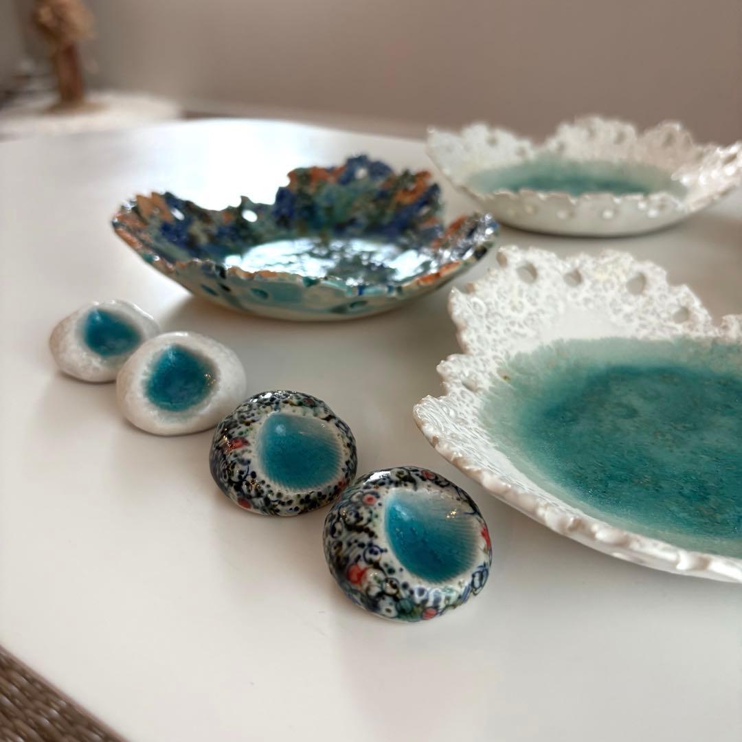 珊瑚変形皿　山上學