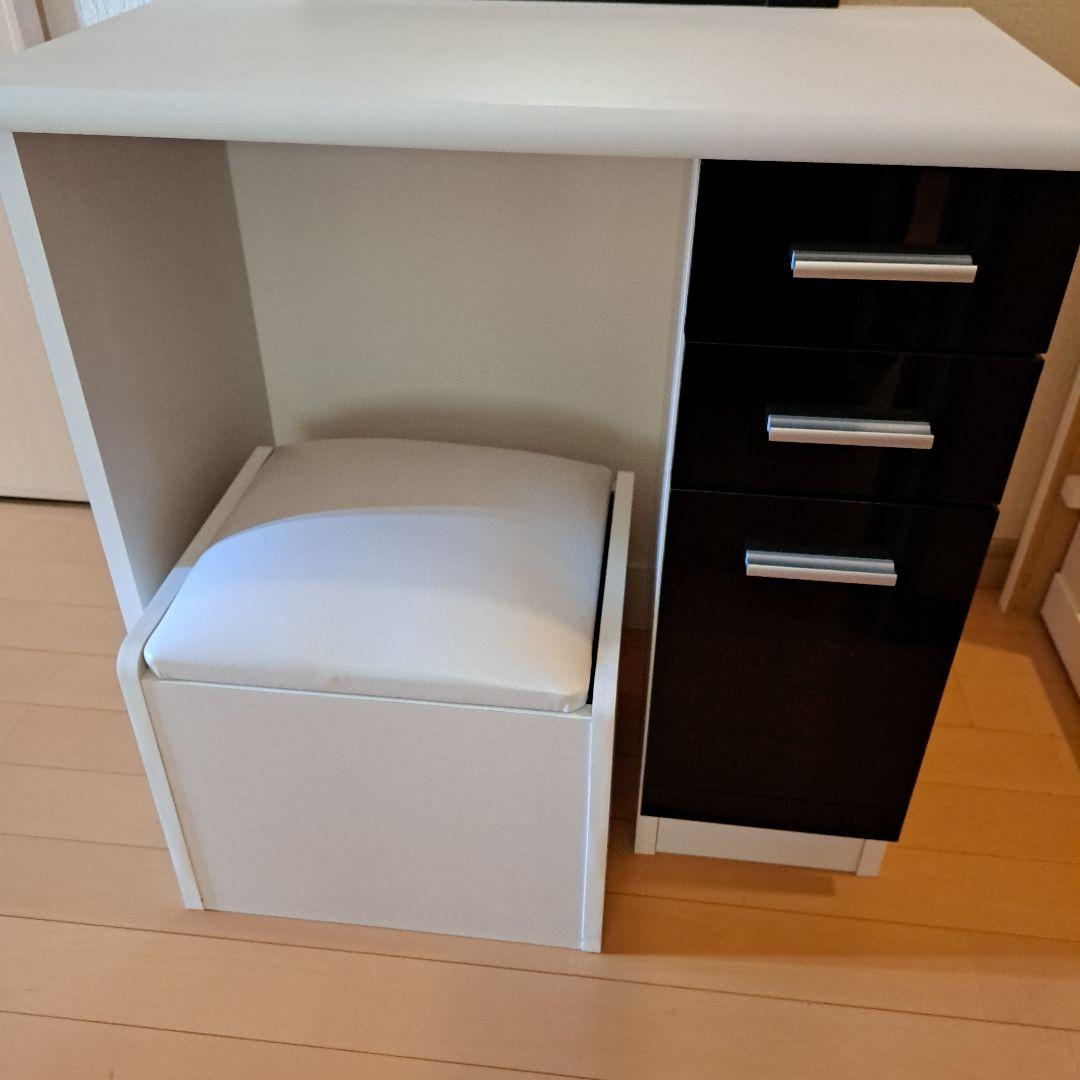 モダン ドレッサー 鏡台 ホワイト ブラック