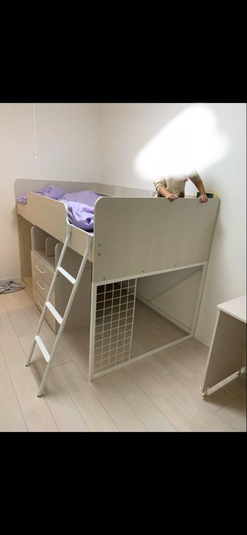 ホワイト ロフトベッド シングル ニトリ