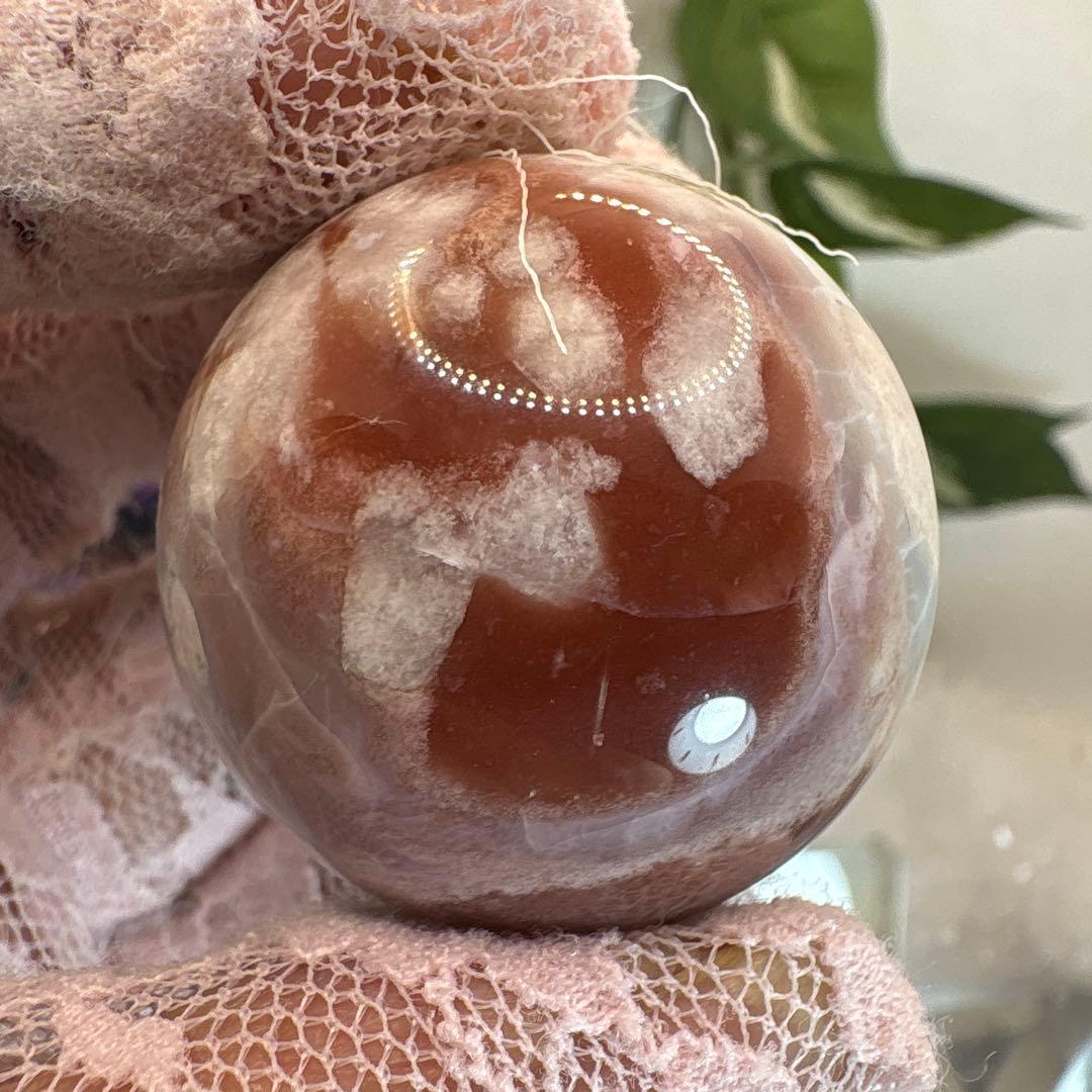 Ruby様 レア♡高品質グリーン桜瑪瑙♡ピンク桜瑪瑙スフィアNo.1723