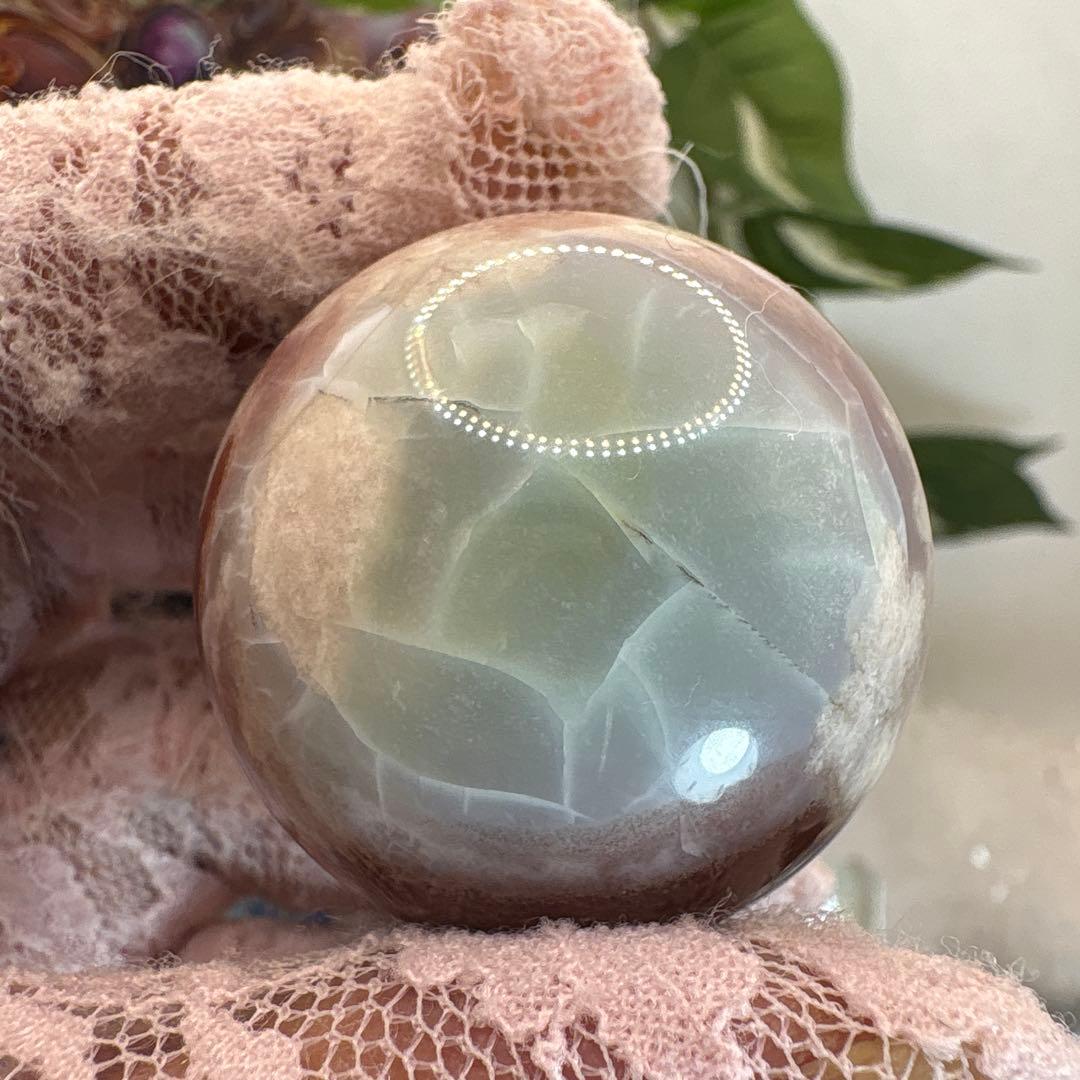 Ruby様 レア♡高品質グリーン桜瑪瑙♡ピンク桜瑪瑙スフィアNo.1723