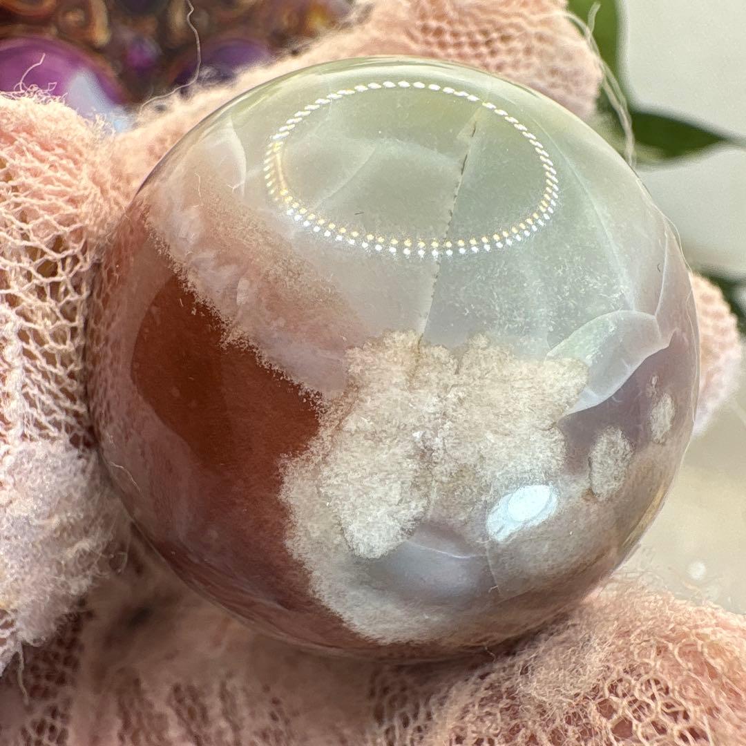 Ruby様 レア♡高品質グリーン桜瑪瑙♡ピンク桜瑪瑙スフィアNo.1723