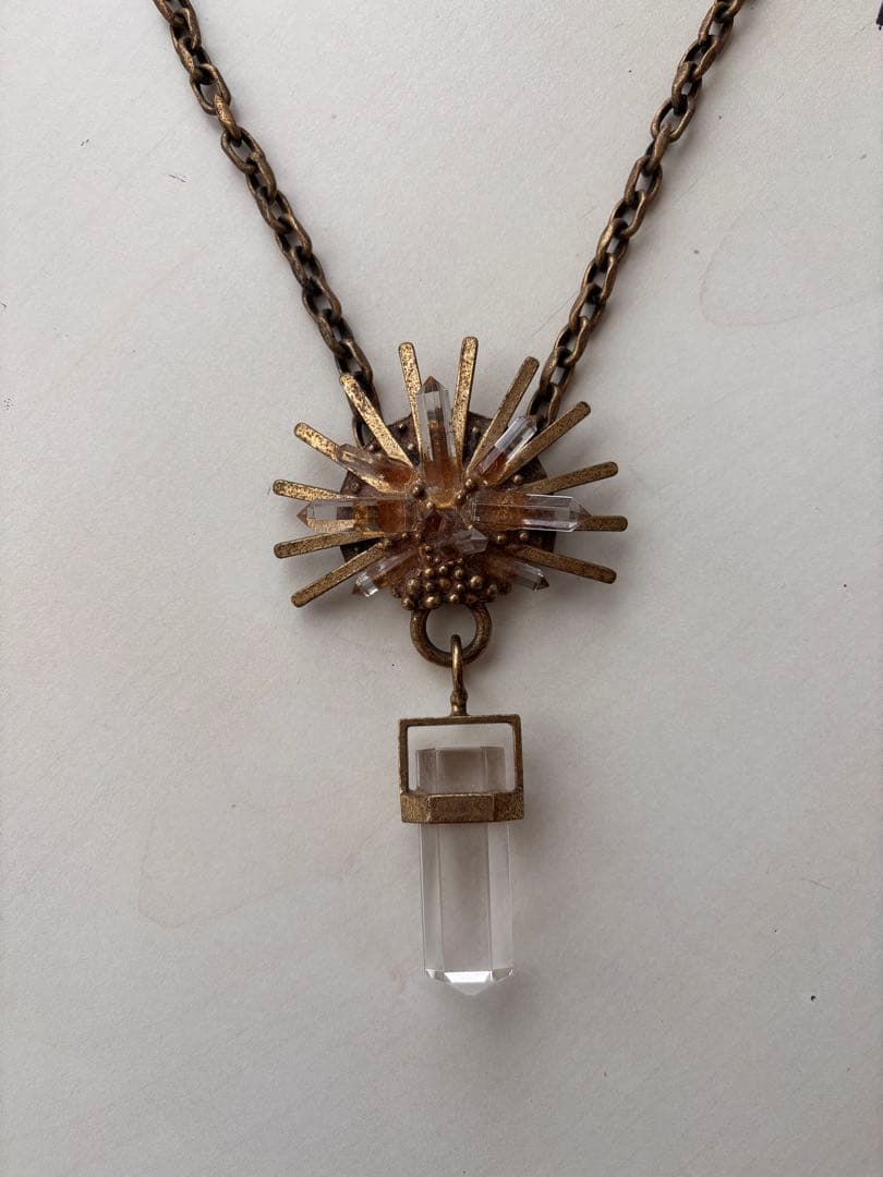太陽アートモチーフクリスタルネックレス☆ 一点限り◯