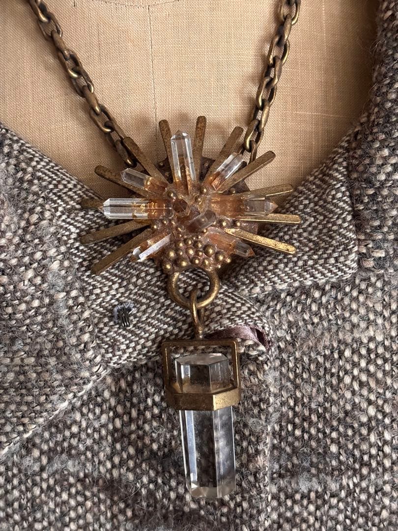 太陽アートモチーフクリスタルネックレス☆ 一点限り◯