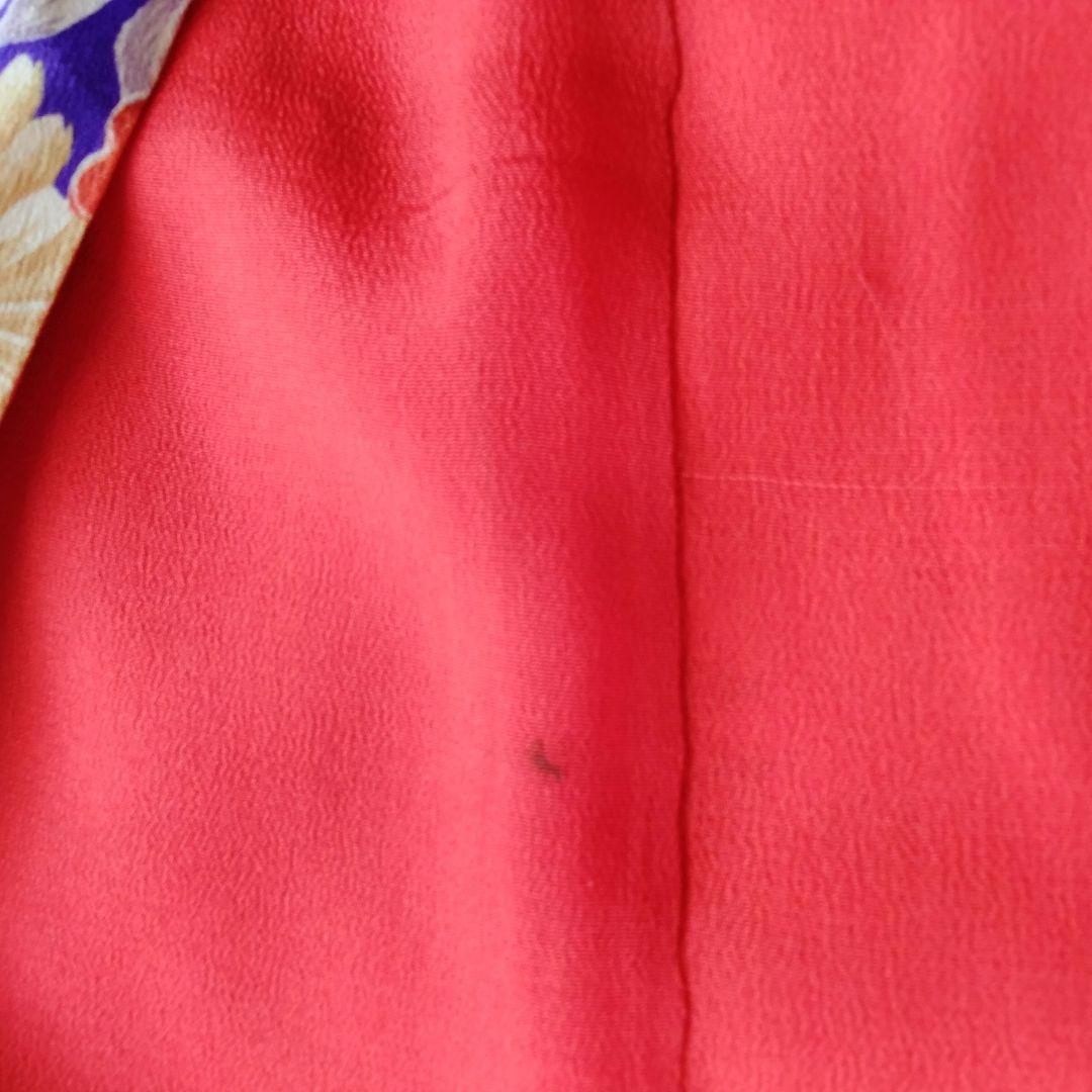 3歳　七五三　女の子　着物　アンティーク　正絹　希少　紫　パープル　青紫　錦紗