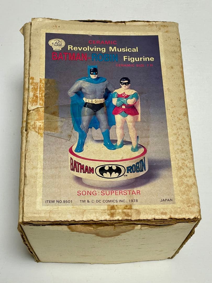 バットマンとロビン陶器製回転オルゴール箱付き レア レトロ 昭和