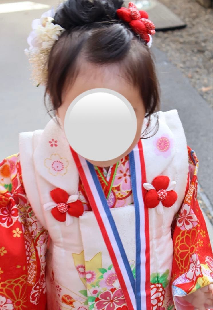 花ひめ 七五三　3歳着物　正絹　赤