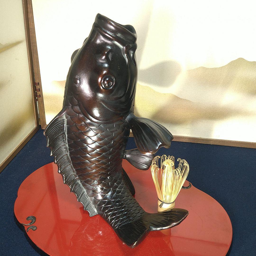 中国網目紋飛魚画胴継花瓶22cm民国〜昭和中期