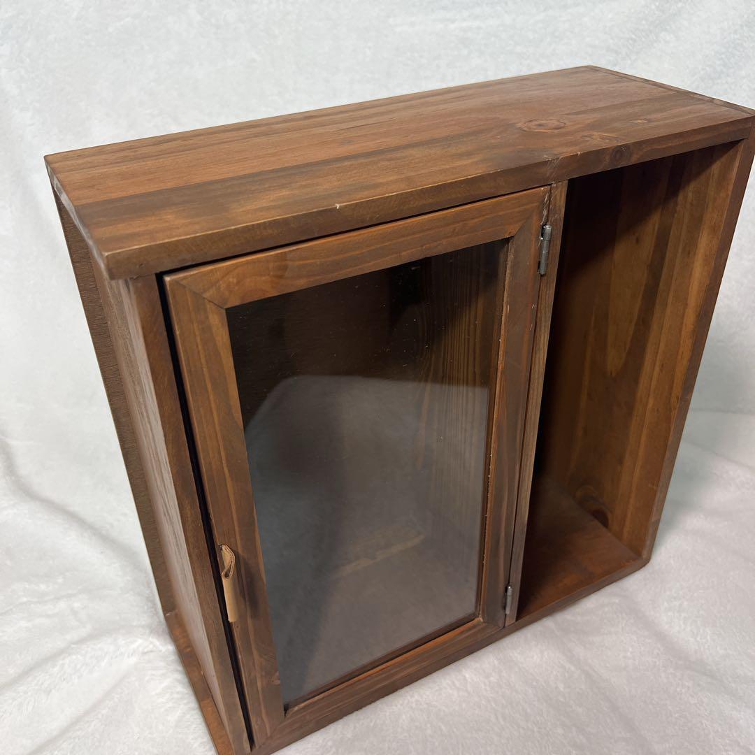 たーたんアンティーク ウッド ディスプレイラック 木製キャビネットガラス扉