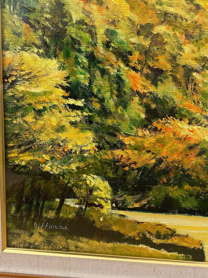 油絵 花井善道 『 錦秋十和田湖 』 共シール 画 F6号の通販はau PAY