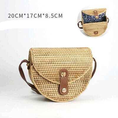 藤編包ベトナム手工草編みミニ円形斜め横断包