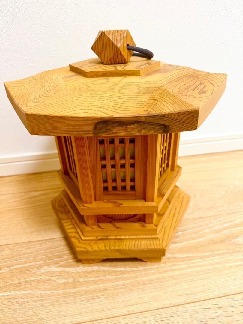 伝統工芸士 小南吉彦 作 春日杉 六角釣燈籠 吊行灯 高34cm