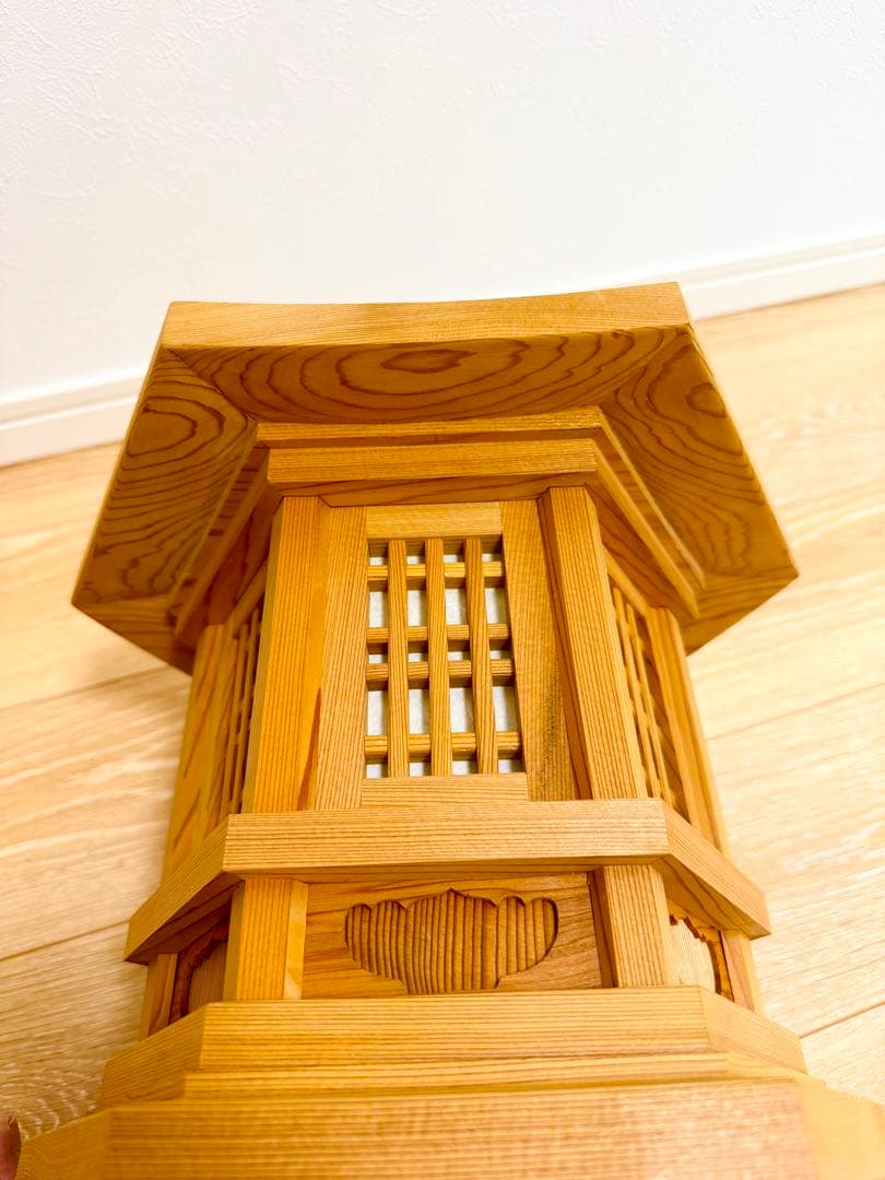 伝統工芸士 小南吉彦 作 春日杉 六角釣燈籠 吊行灯 高34cm