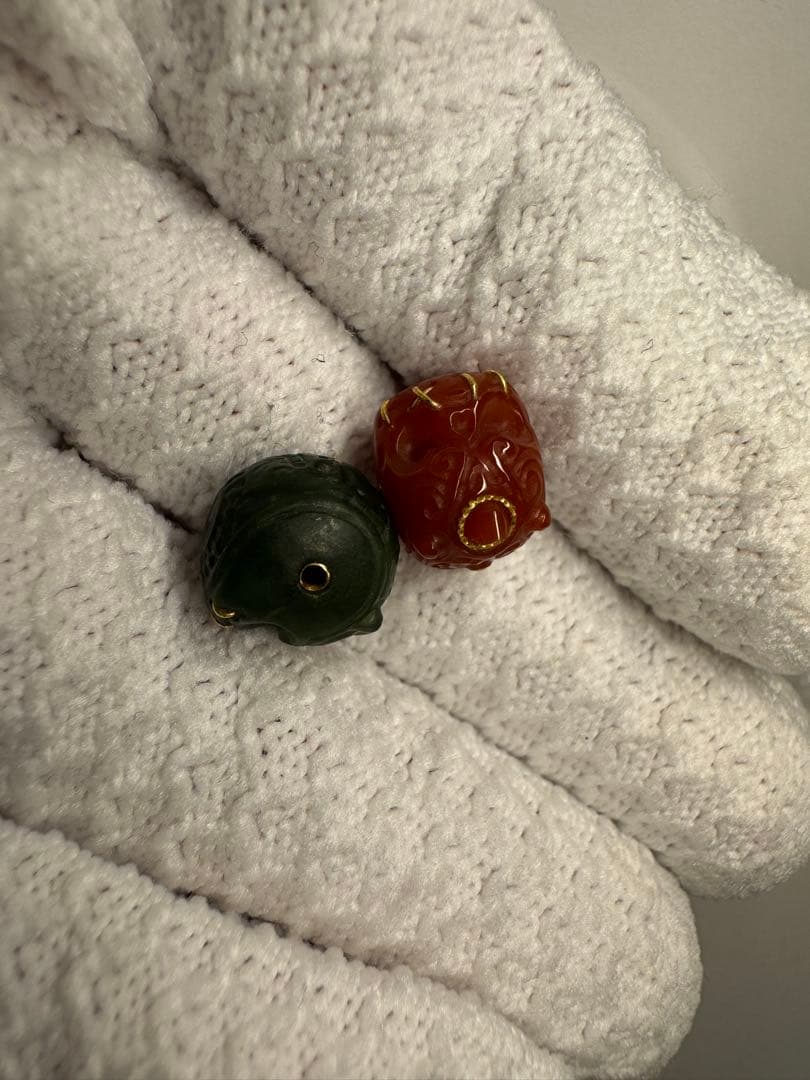 極上玉石セット 金縁装飾龍珠 開運アクセサリー 希少逸品！