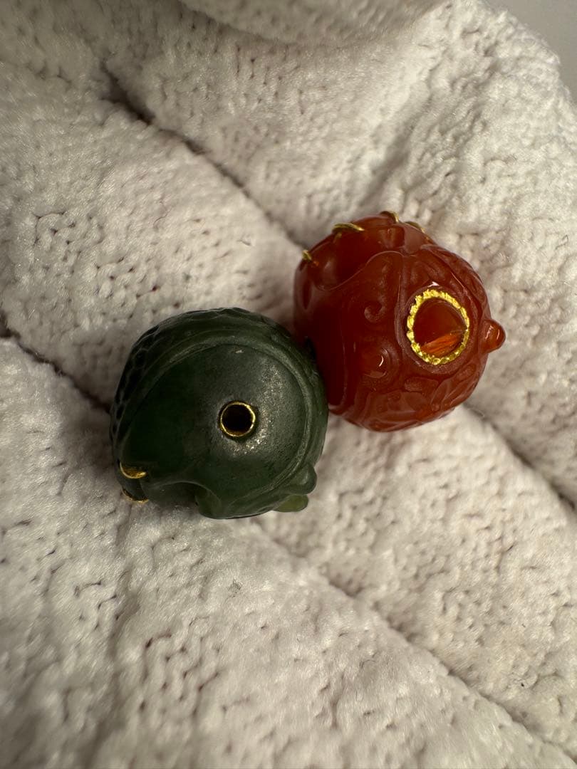 極上玉石セット 金縁装飾龍珠 開運アクセサリー 希少逸品！