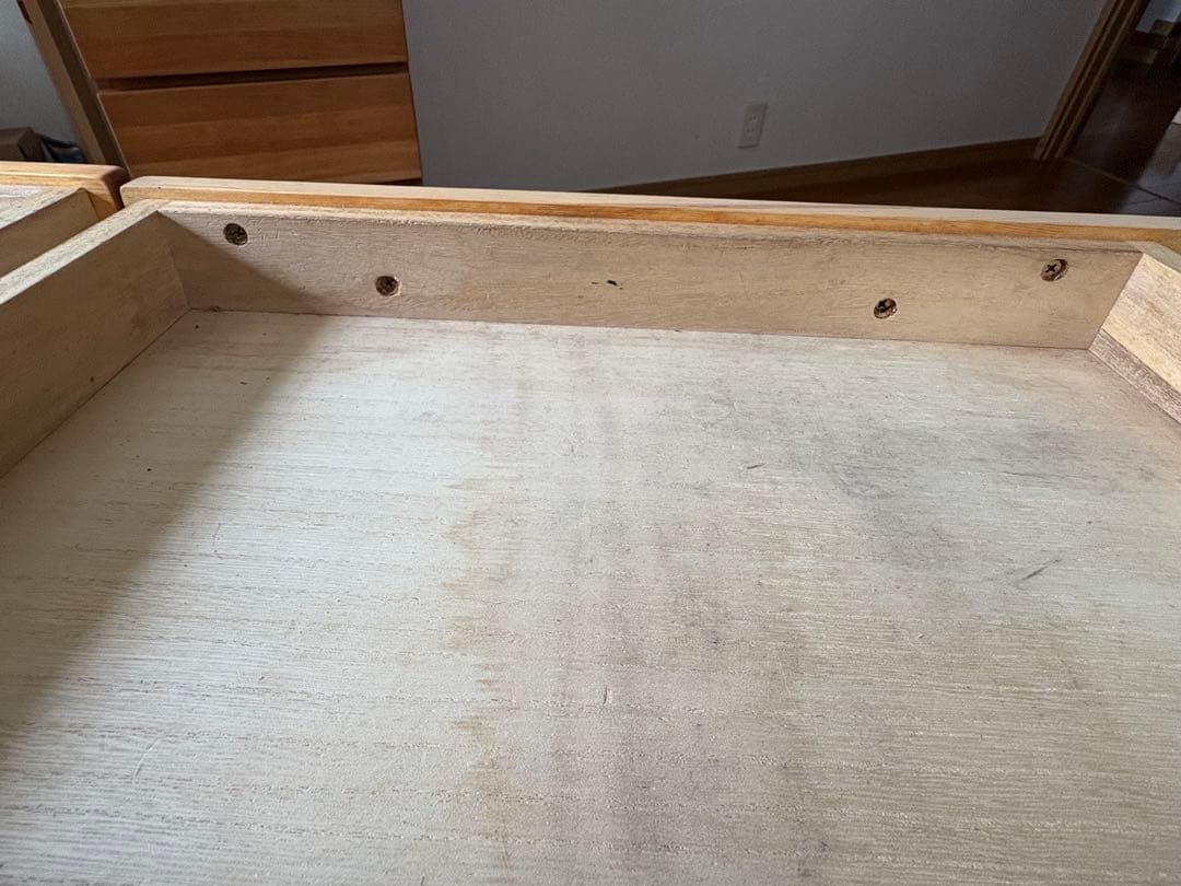 【送料込】無印良品：パイン材デスク／引き出しあり（2箇所）