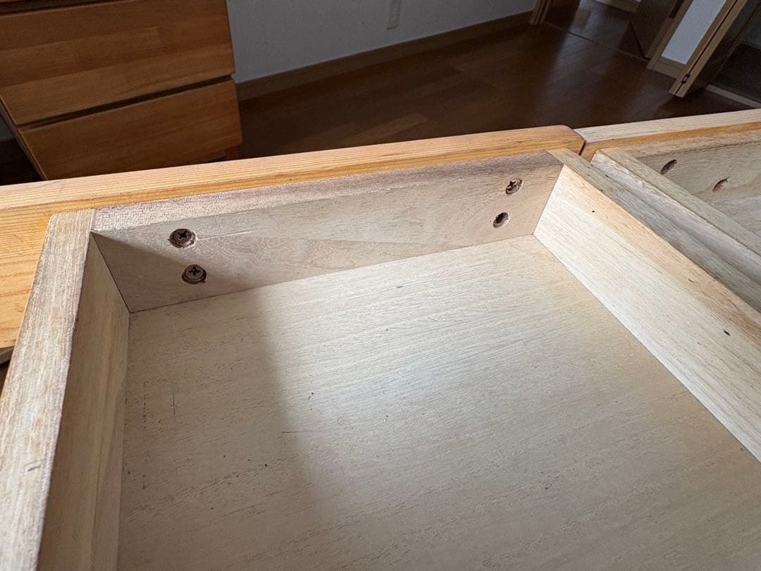 【送料込】無印良品：パイン材デスク／引き出しあり（2箇所）