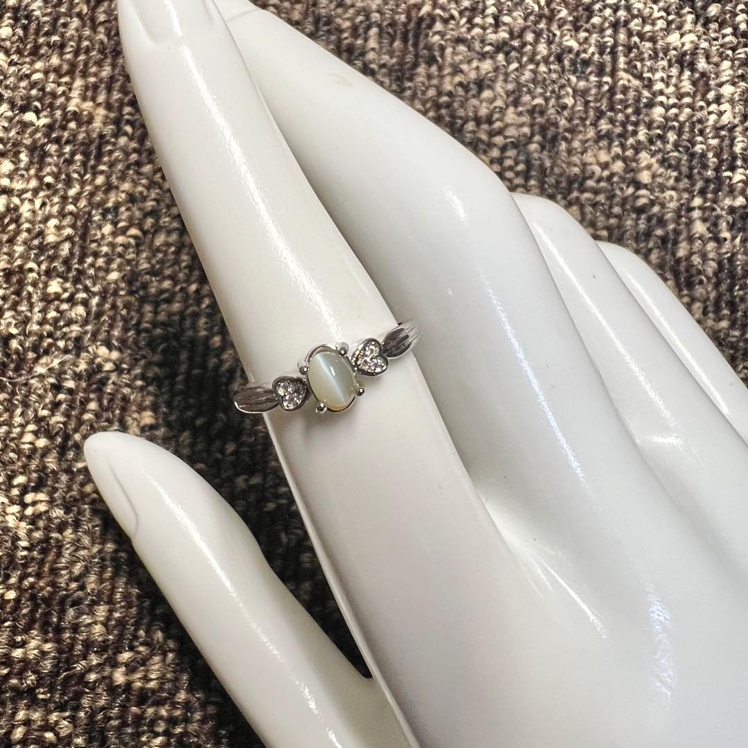 天然クリソベリルキャッツアイ　フリーサイズ対応リング