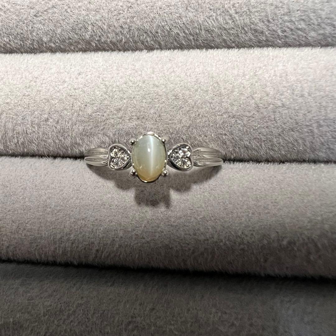 天然クリソベリルキャッツアイ　フリーサイズ対応リング