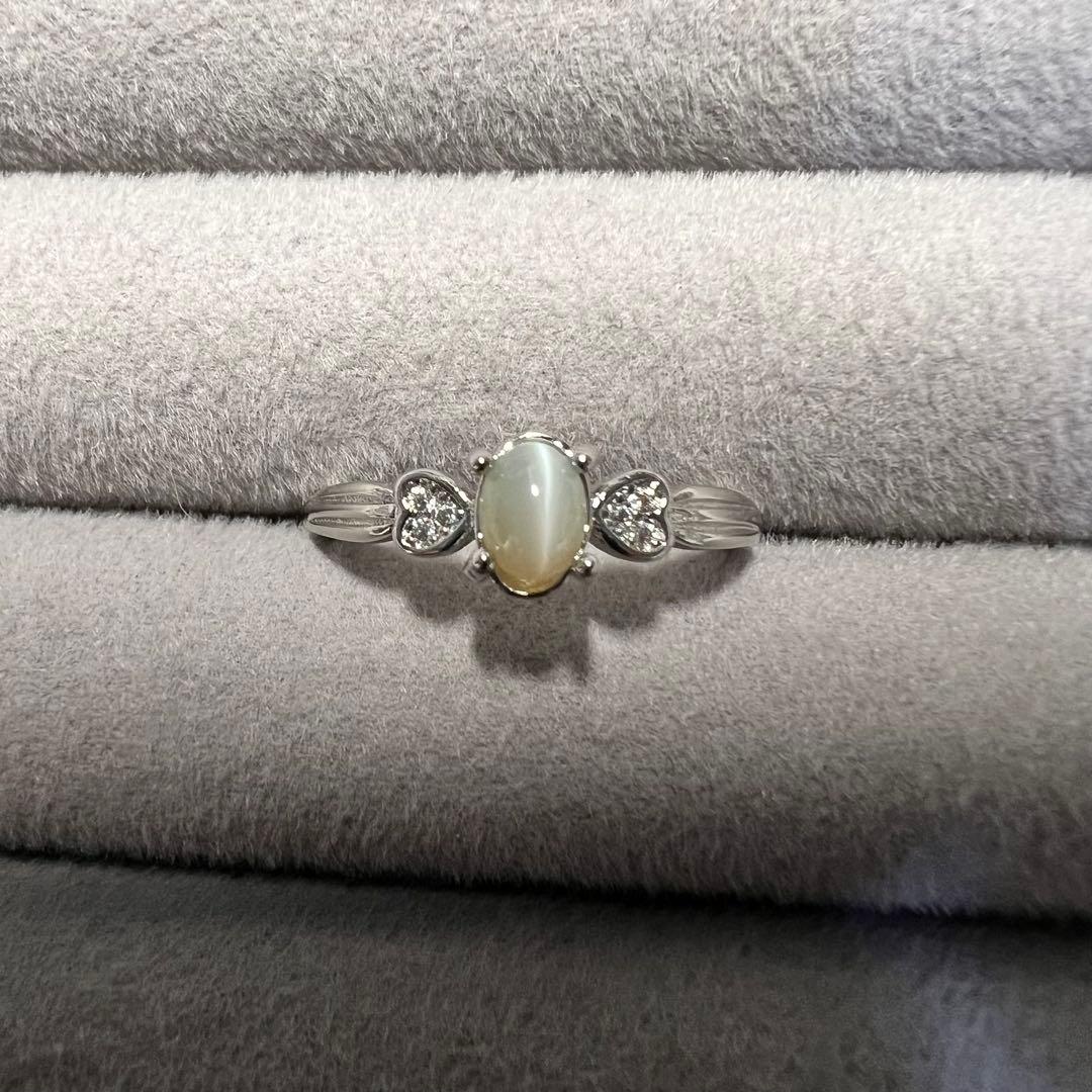 天然クリソベリルキャッツアイ　フリーサイズ対応リング