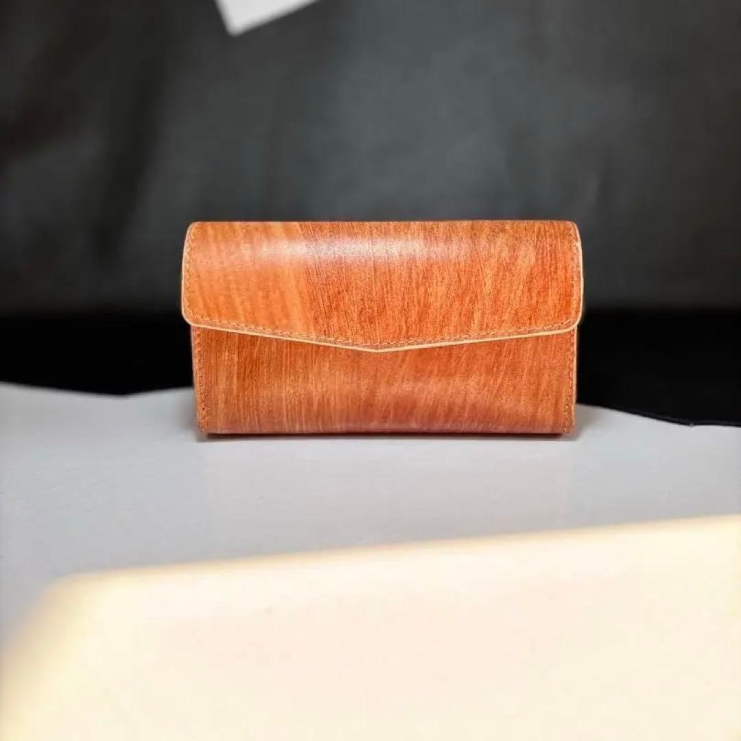 ◎木目の美しい柿渋染め.三つ折りシャグポーチ◎