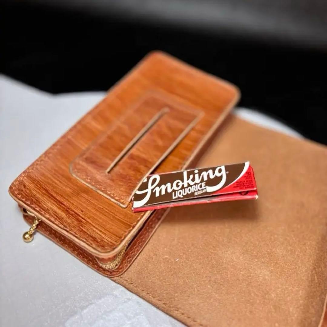 ◎木目の美しい柿渋染め.三つ折りシャグポーチ◎