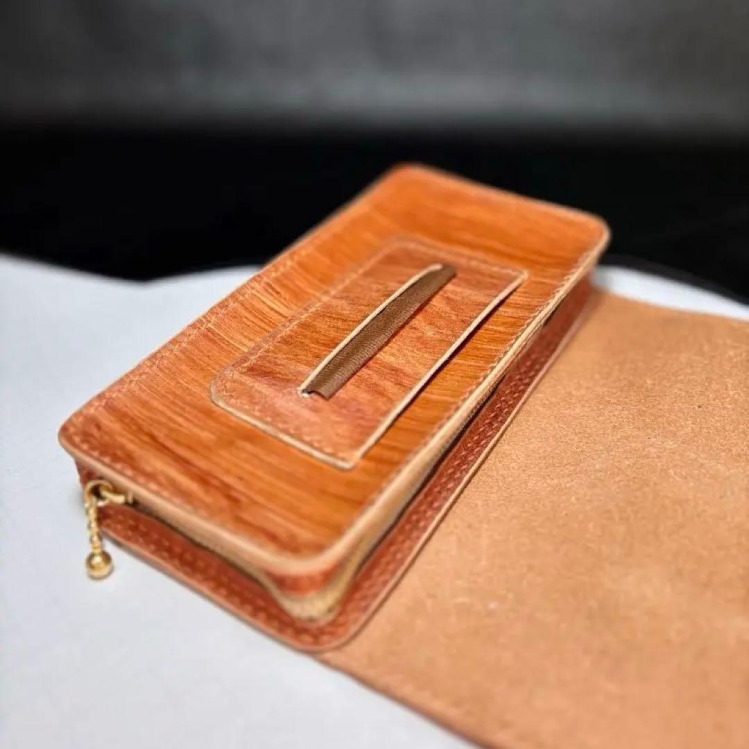 ◎木目の美しい柿渋染め.三つ折りシャグポーチ◎