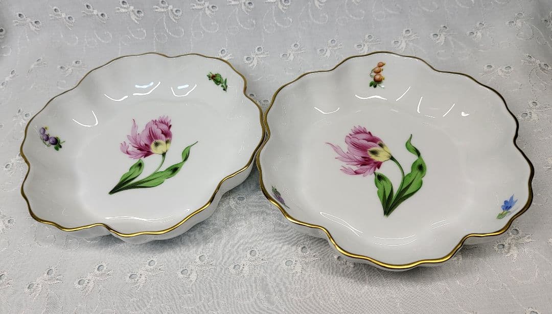 未使用近✨ヘレンド バコニーの春 ピンクのチューリップ クッキーボウル 小皿