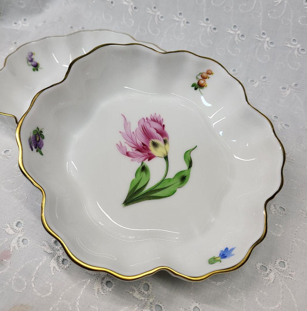 未使用近✨ヘレンド バコニーの春 ピンクのチューリップ クッキーボウル 小皿