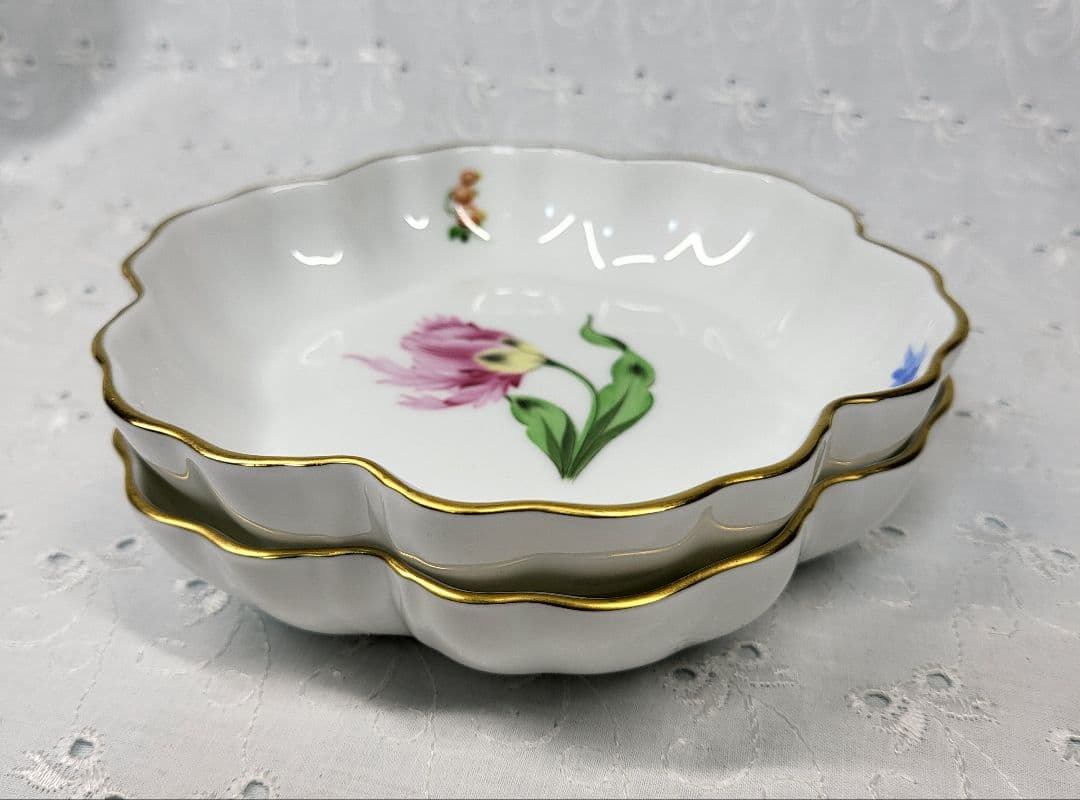 未使用近✨ヘレンド バコニーの春 ピンクのチューリップ クッキーボウル 小皿