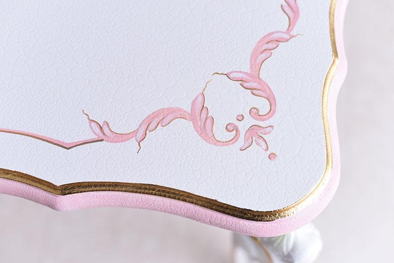 ロココ調 ガラス天板付きテーブル 120