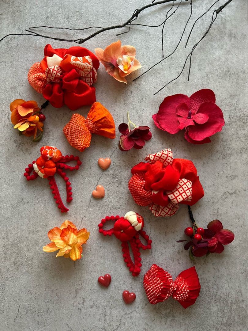 七五三　七五三髪飾り　ヘッドドレス　着物髪飾り　　双子ちゃんや姉妹set 077