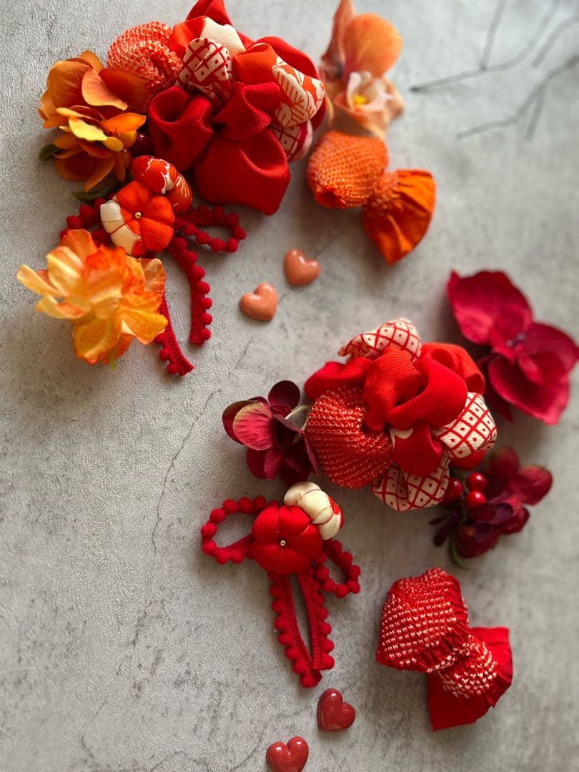 七五三　七五三髪飾り　ヘッドドレス　着物髪飾り　　双子ちゃんや姉妹set 077