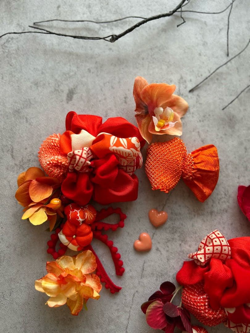 七五三　七五三髪飾り　ヘッドドレス　着物髪飾り　　双子ちゃんや姉妹set 077