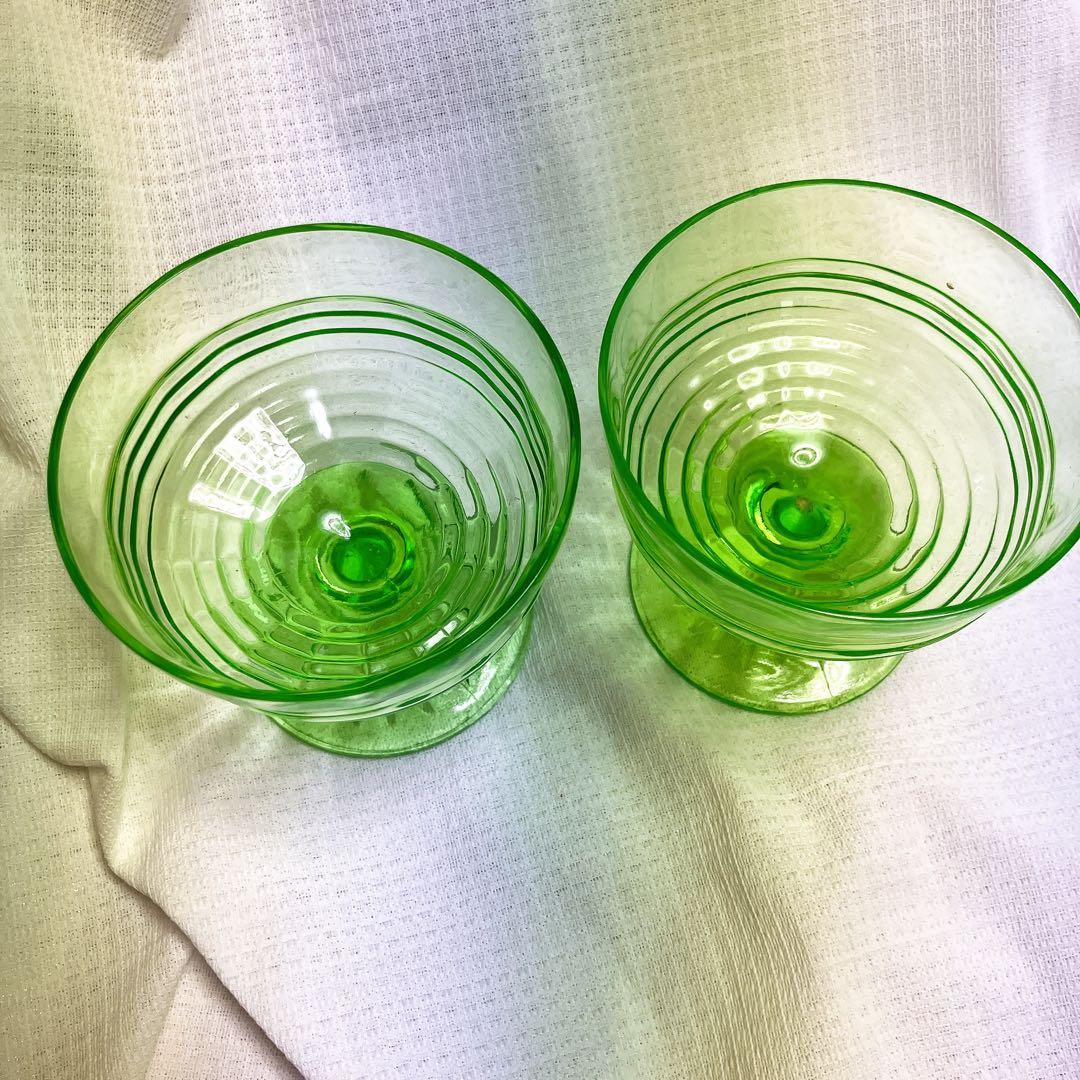 氷カップ ウランガラス ペア ウラン ガラス 氷コップ デザートカップ 美品