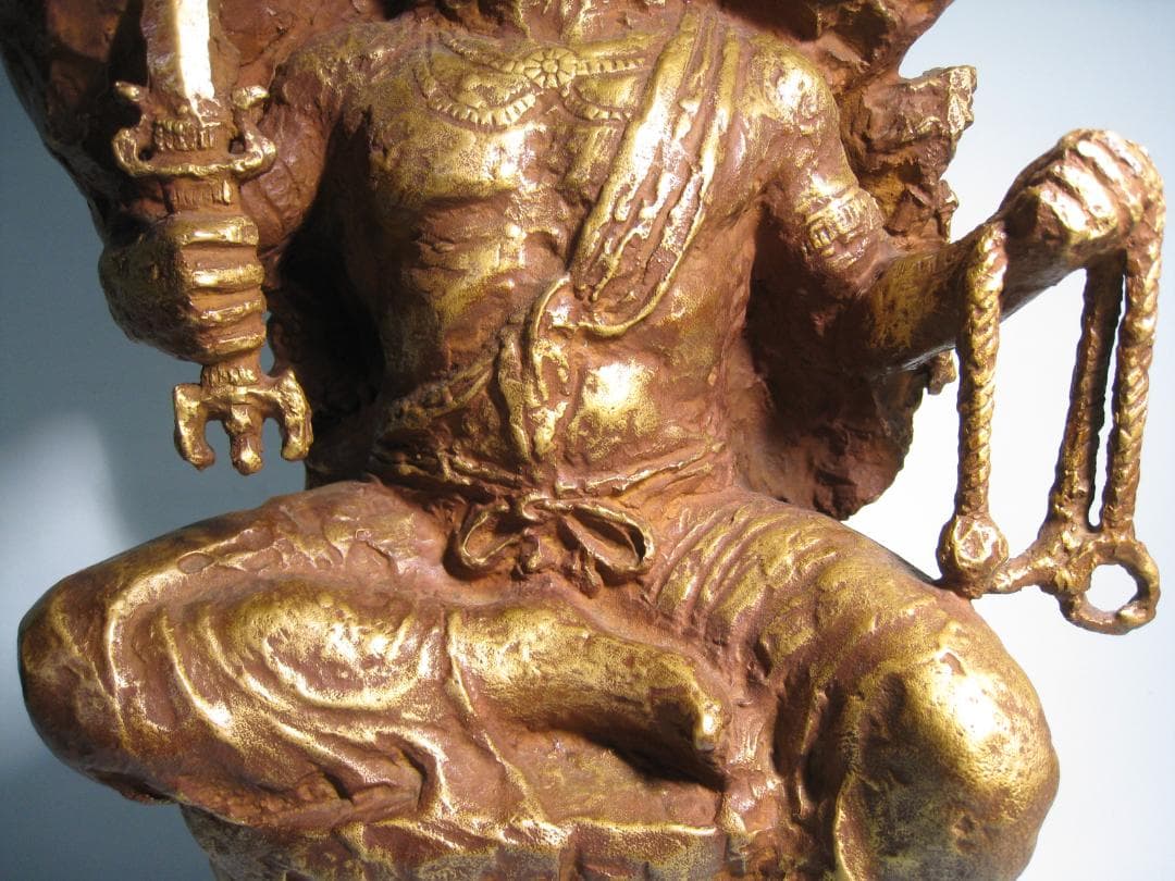 彫刻界巨匠　北村西望【不動明王　百寿　西望作】共箱　高さ約49㎝　ブロンズ製