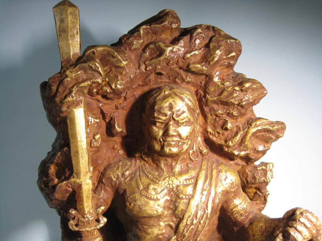 彫刻界巨匠　北村西望【不動明王　百寿　西望作】共箱　高さ約49㎝　ブロンズ製