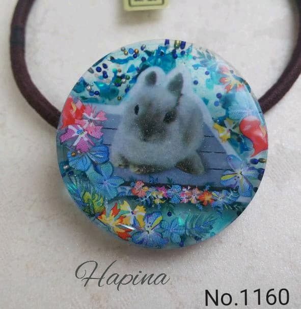 スカイブルーうさぎちゃんラウンドレジンヘアゴム